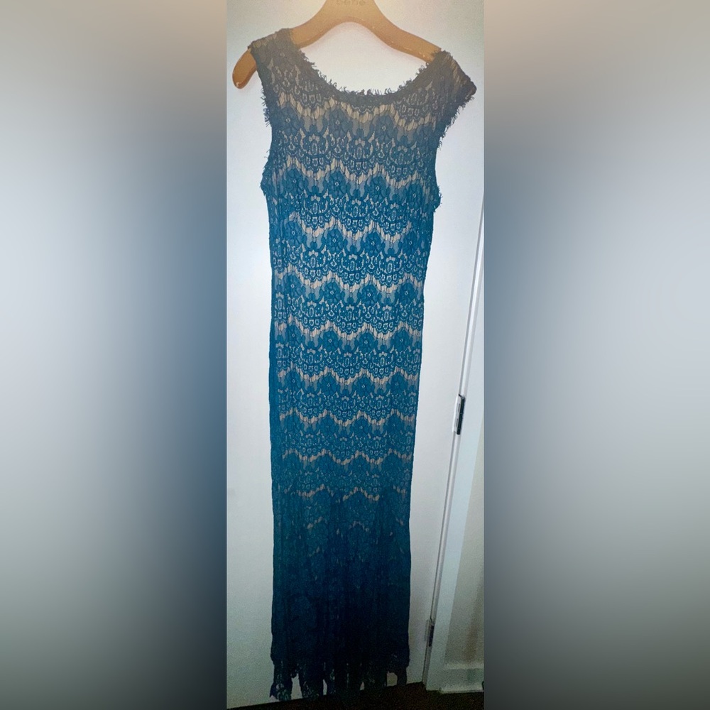 Formal Aqua Teal Lace Dress